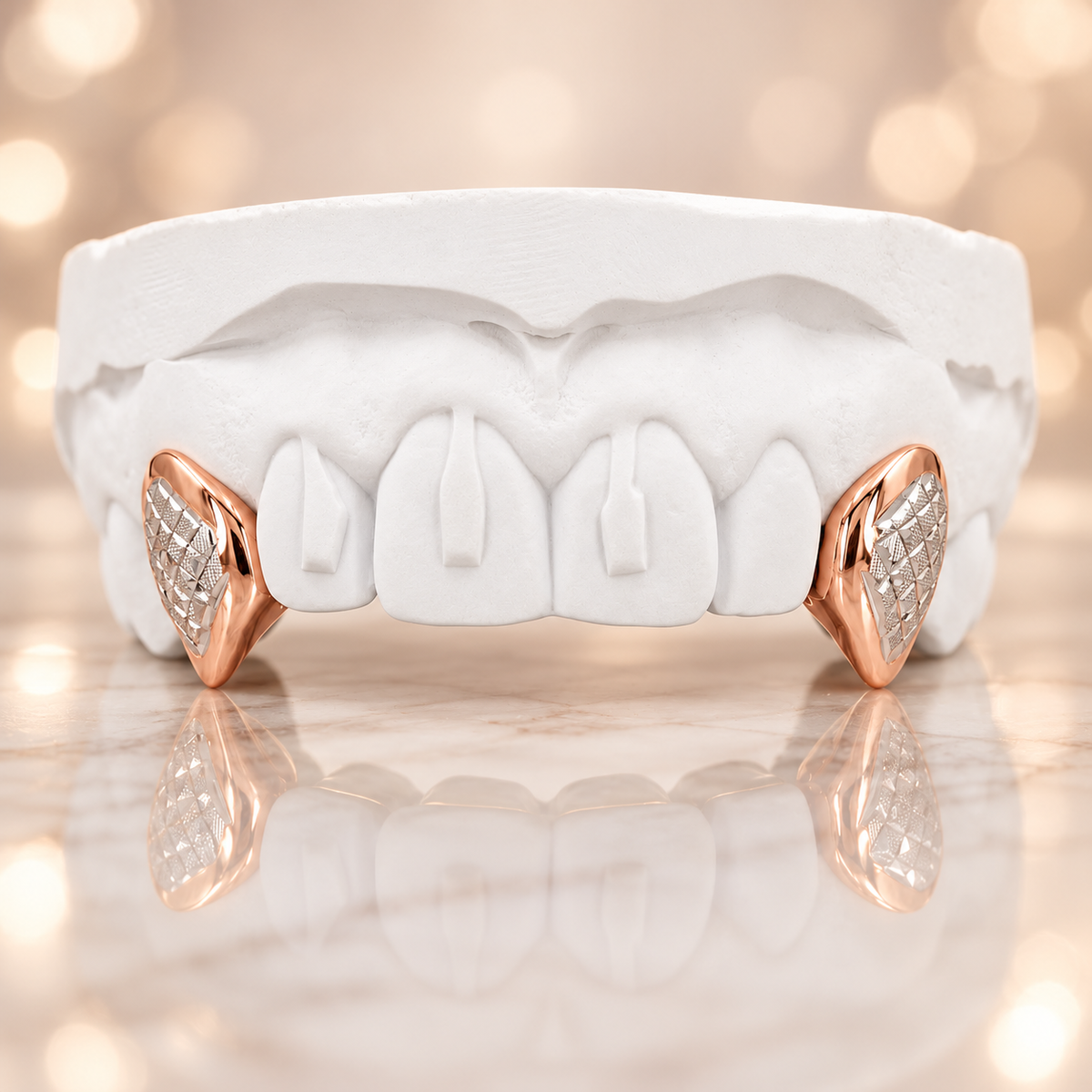 JDWR-3033E - 2 Teeth Short Fang Grillz with Back bar