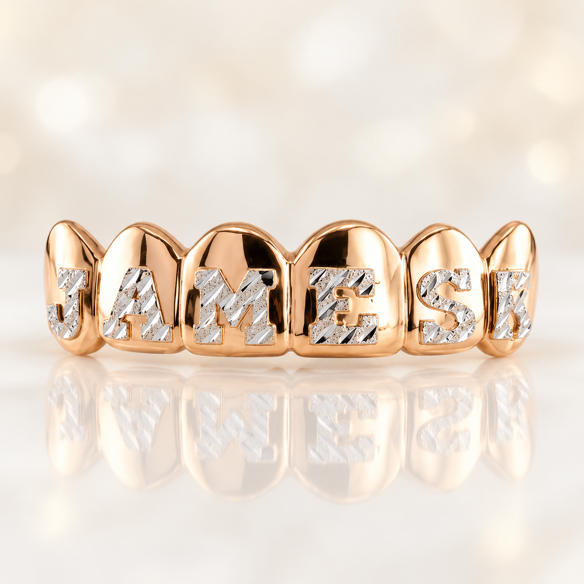 JDWR-4047-6 Teeth Custom Diamond Cut Name Grill