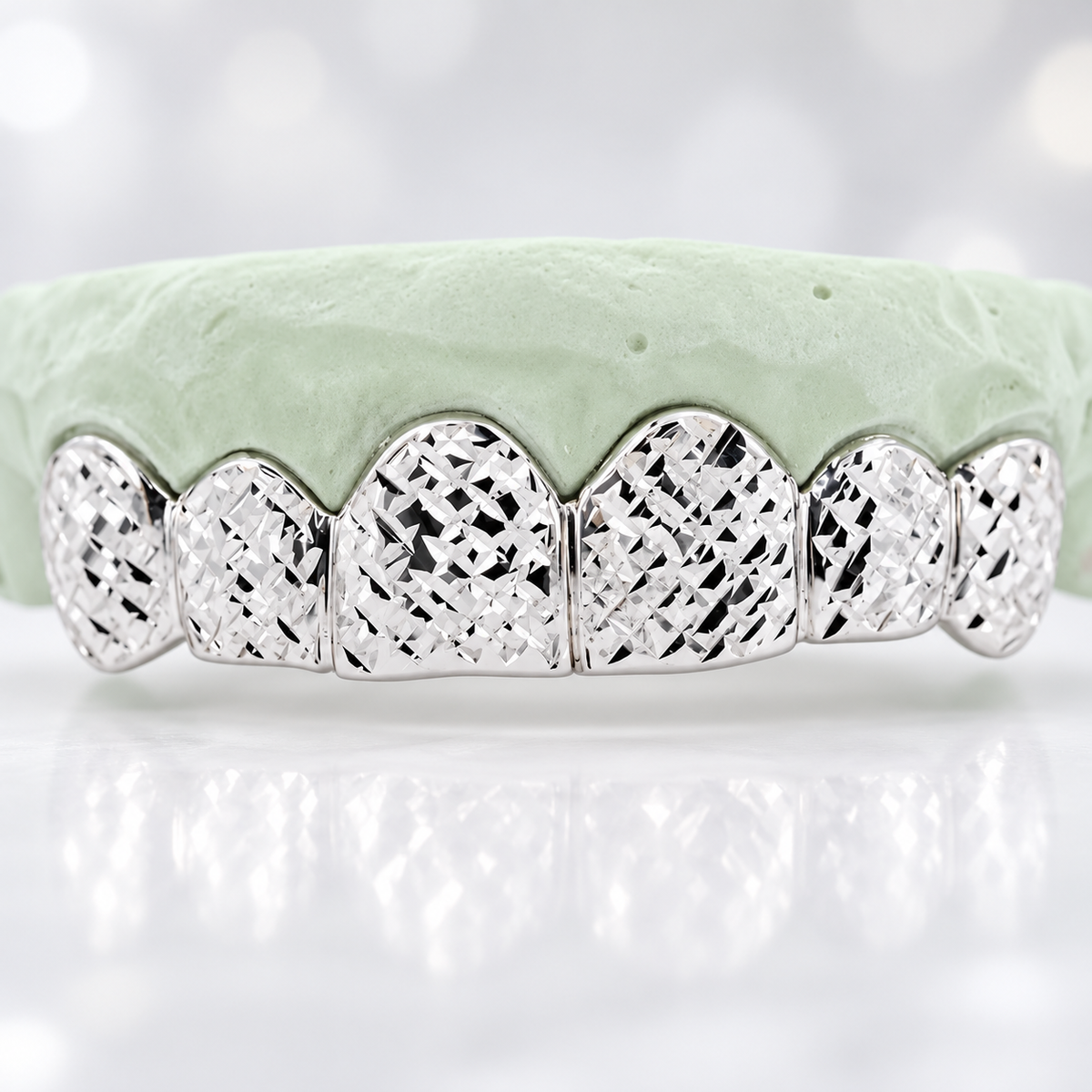 JDWR-6093- 6 TOP OR 6 BOTTOM TEETH HIGH POLISH DIAMOND CUT GRILL