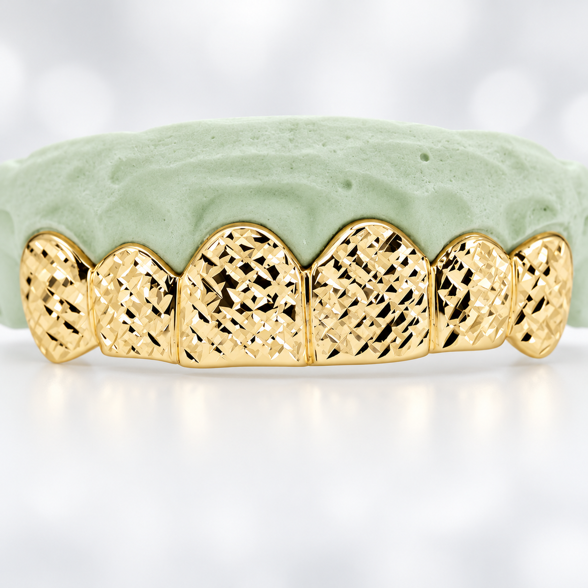 JDWR-6093- 6 TOP OR 6 BOTTOM TEETH HIGH POLISH DIAMOND CUT GRILL