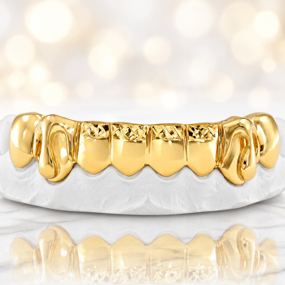 JDWR-S611- 8 Teeth Solid Deep Cut Grill 2 Teeth with Dripping Gold