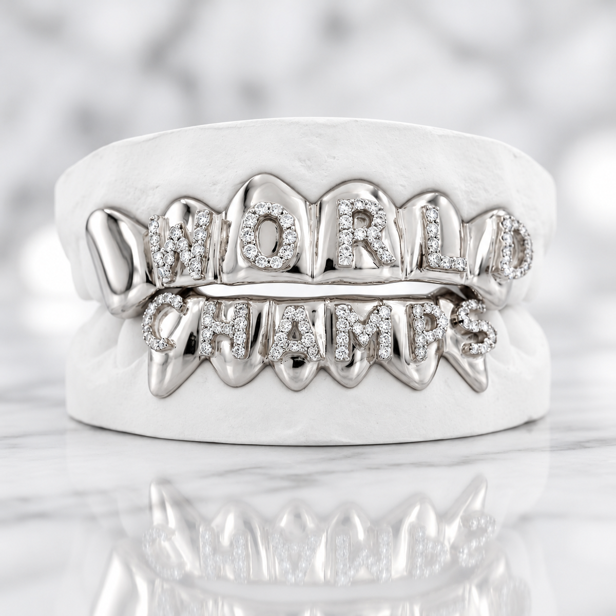 JDWR-127- Cubic Zirconia World Champs 6 Top & 6 Bottom Teeth Grill