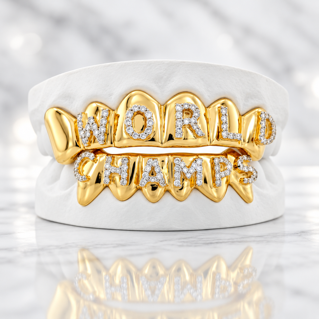 JDWR-048 - TOP 6 BOTTOM 6 TEETH Engraved World Series Grillz