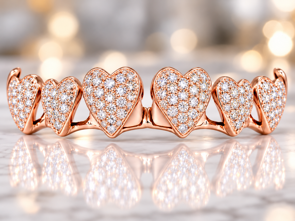 JDWR-2042 - 6 TOP OR 6 BOTTOM SI Hand prong Heart Diamond Grillz