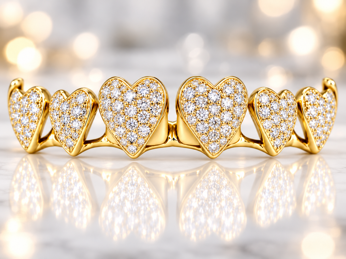 JDWR-2042 - 6 TOP OR 6 BOTTOM SI Hand prong Heart Diamond Grillz