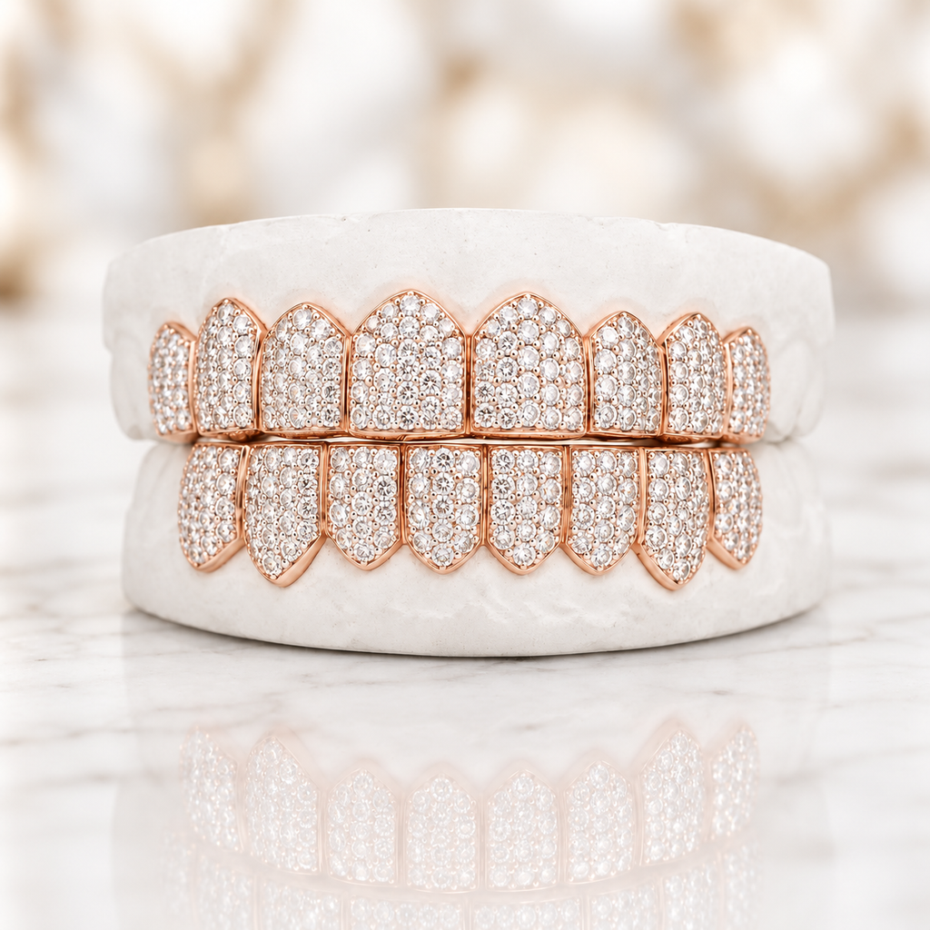 JDWR-043 8 TOP OR 8 BOTTOM SI Honeycomb Diamond Grillz