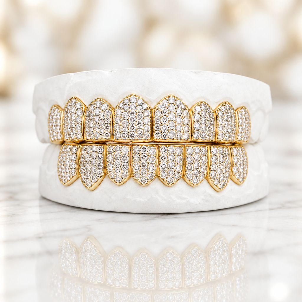 JDWR-043 8 TOP OR 8 BOTTOM SI Honeycomb Diamond Grillz – Johnny