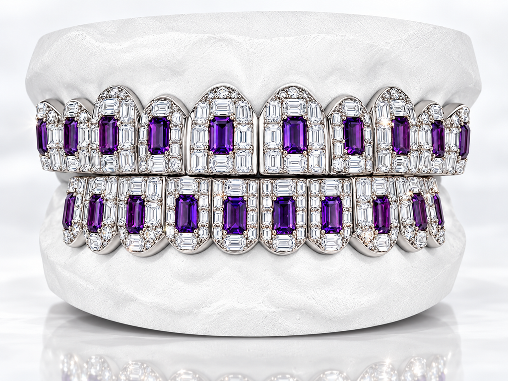 JDWR-G4060-Emerald Diamonds and Emerald Shaped Purple Amethyst