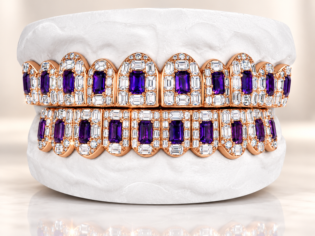 JDWR-G4060-Emerald Diamonds and Emerald Shaped Purple Amethyst