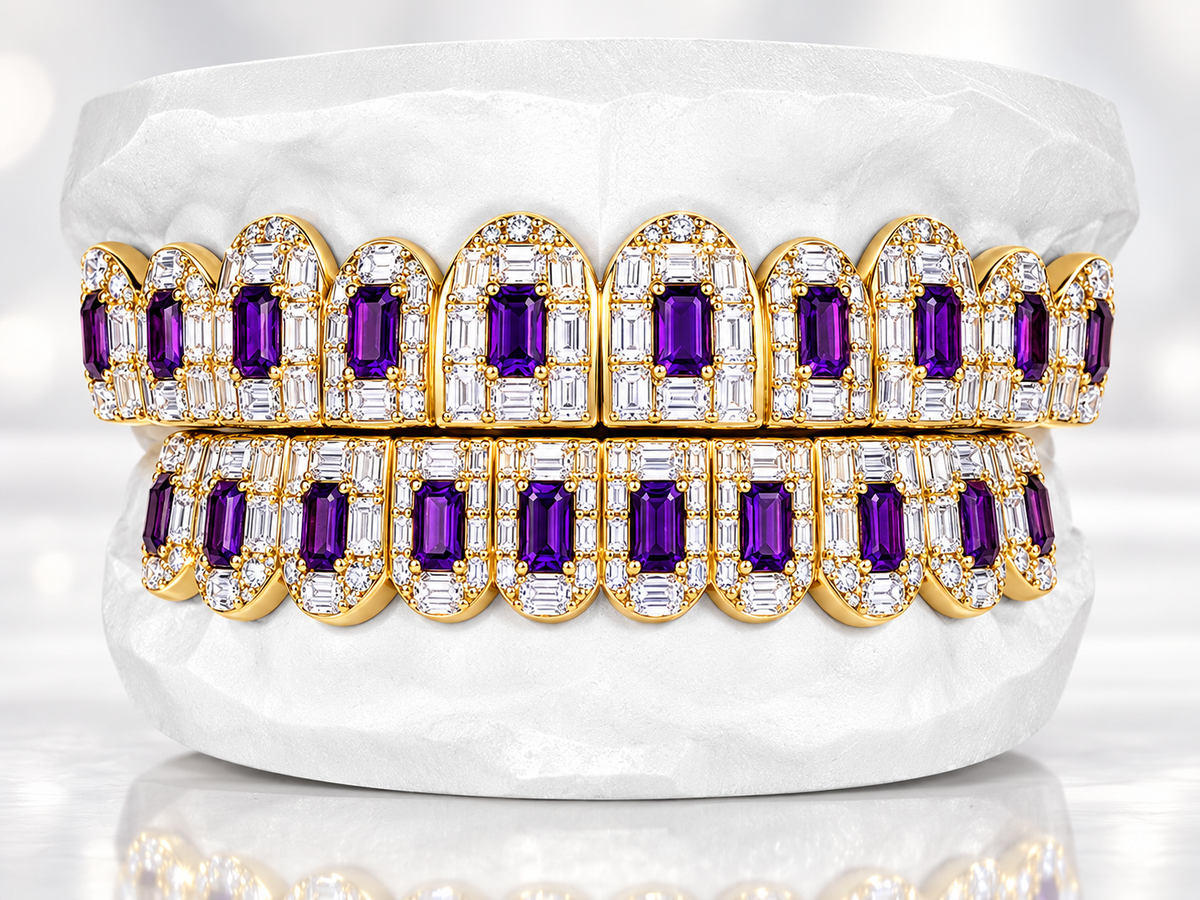 JDWR-G4060-Emerald Diamonds and Emerald Shaped Purple Amethyst