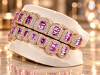 JDWR-G4050-Honeycomb Prong / Pink Emerald cut
