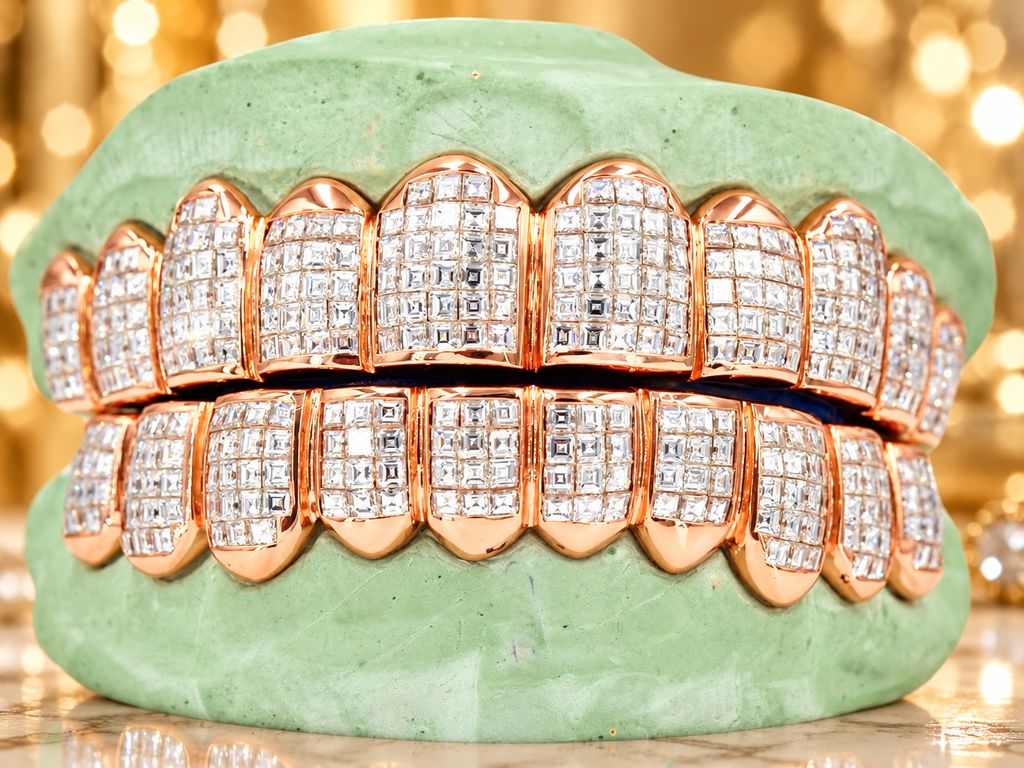 JDWR-133300-NEW Deluxe Carre Cut Invisible Grillz 10 Teeth - SI Diamonds