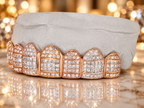 JDWR- GV1020-Tri Colors Yellow, White,Rose Honeycomb Prong / INVISBALE Set Diamond Grill