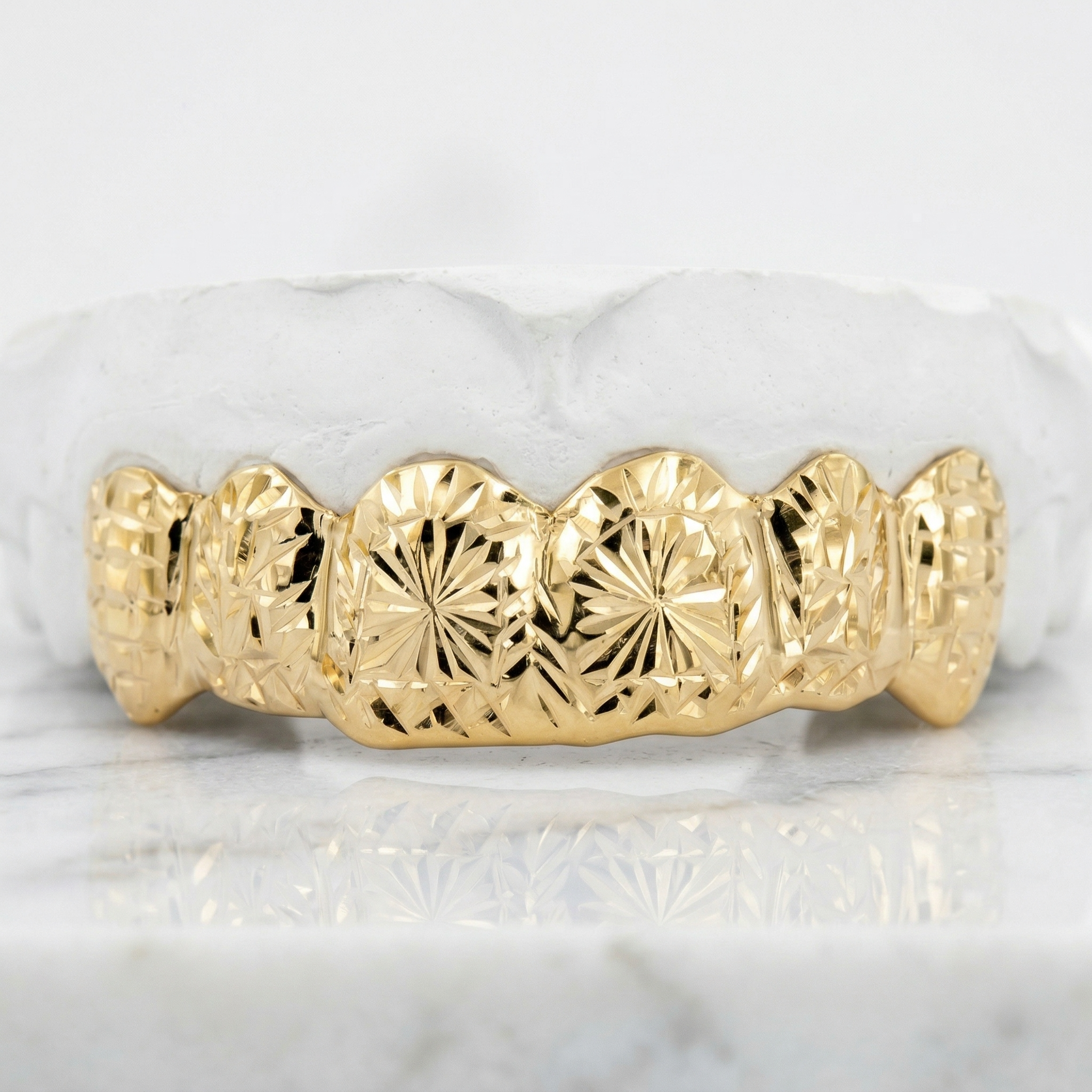 Custom 6 Teeth Solid Grill with Sunburst Diamond Cuts - TVJ-6045