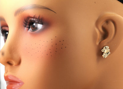 10k Yellow Gold Nuggett Earrings. Small