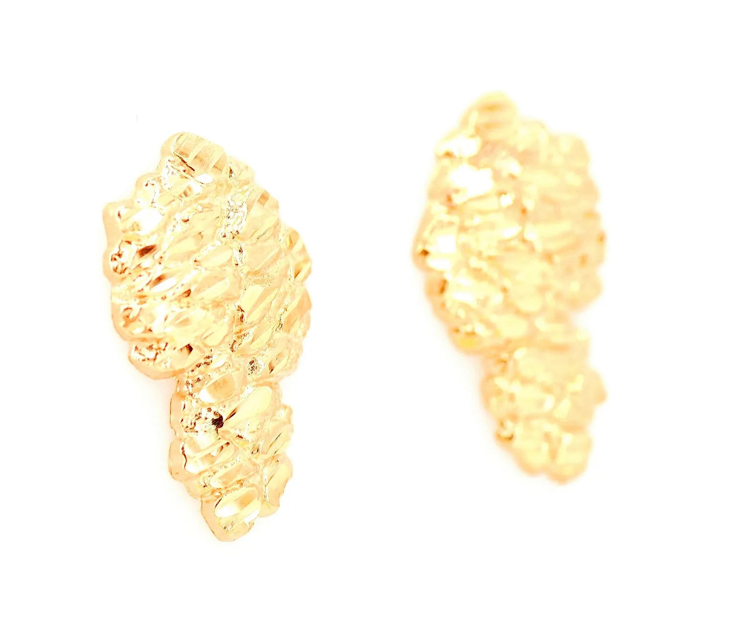 10k Yellow Gold Nuggett Earrings. Large