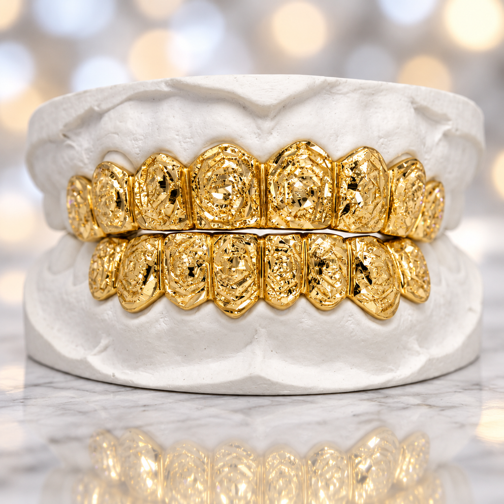 JDWR-3009- 16 Teeth Rose Cuts & Diamond Dust  Grillz