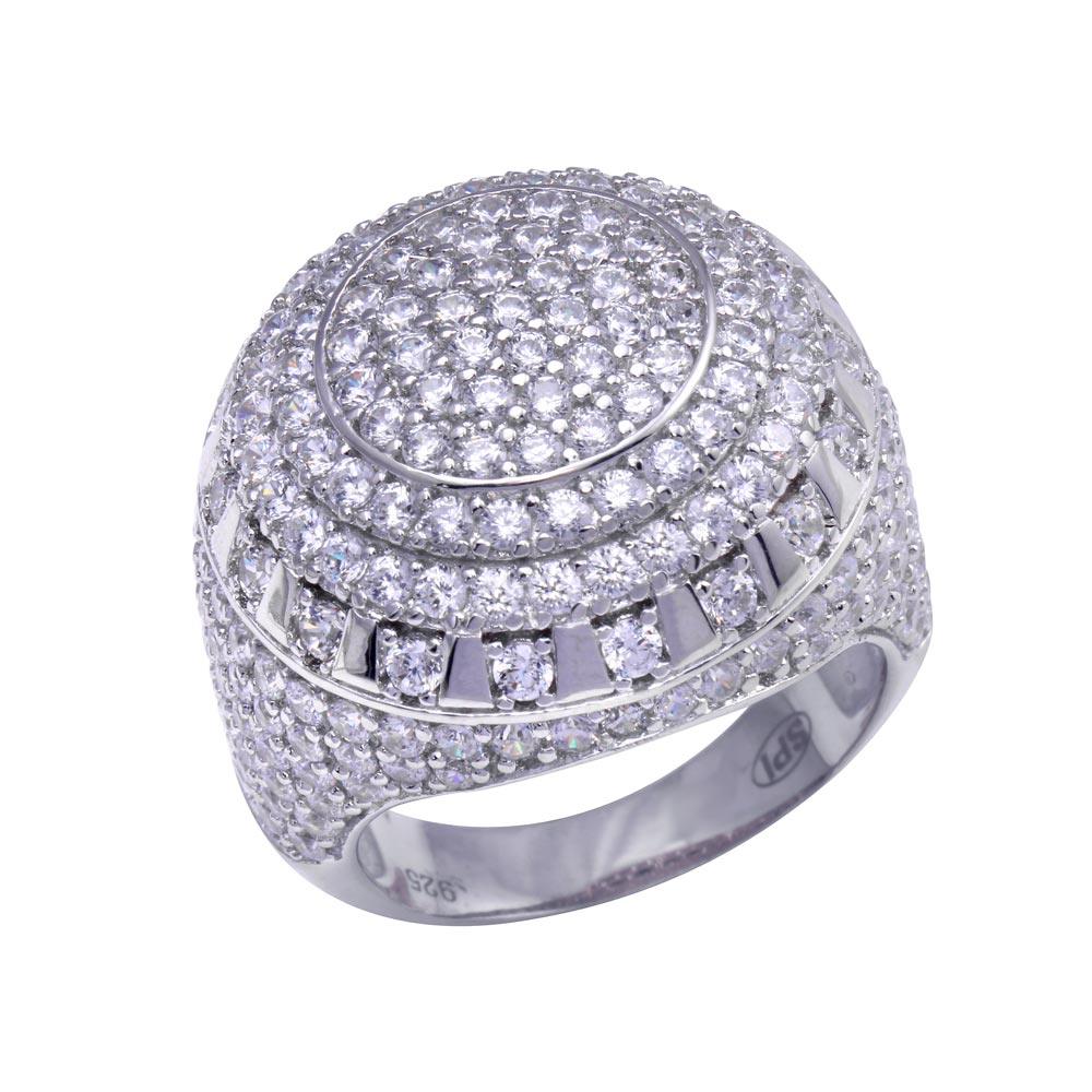 Rhodium Plated 925 Sterling Silver Dome CZ Ring