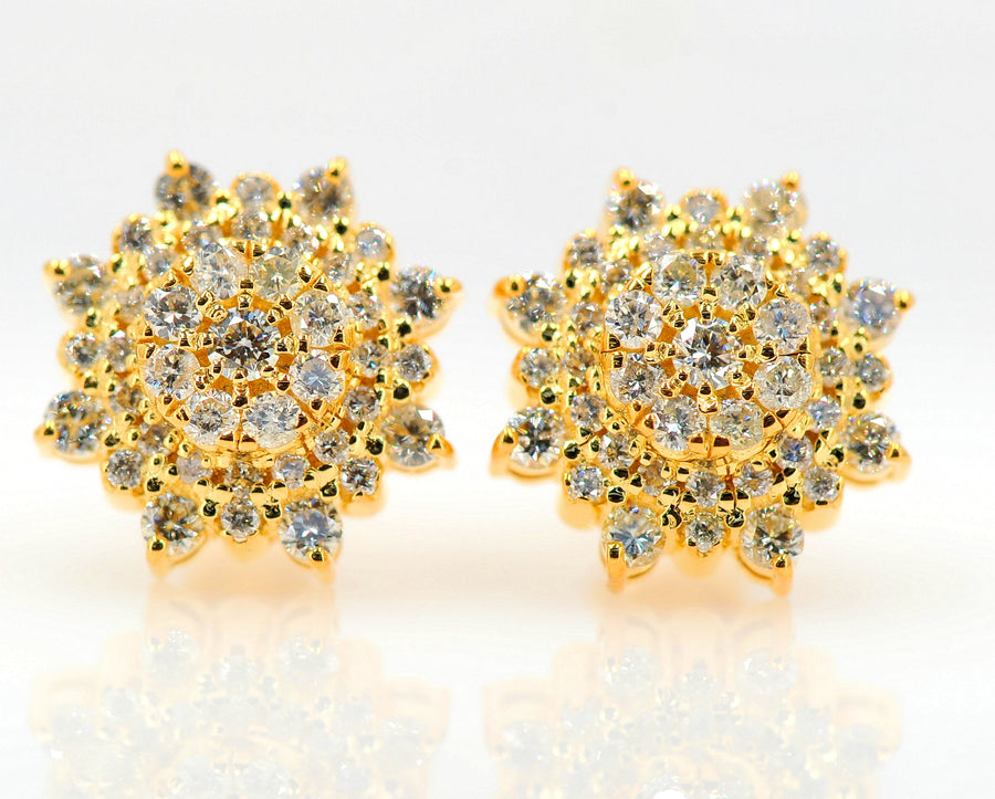 Custom 1.75CT  Diamond Cluster Earrings