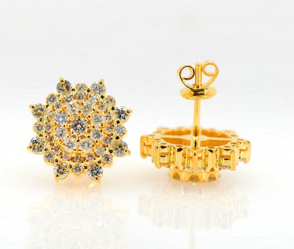 Custom 1.75CT Diamond Cluster Earrings - Johnny Dang & Co