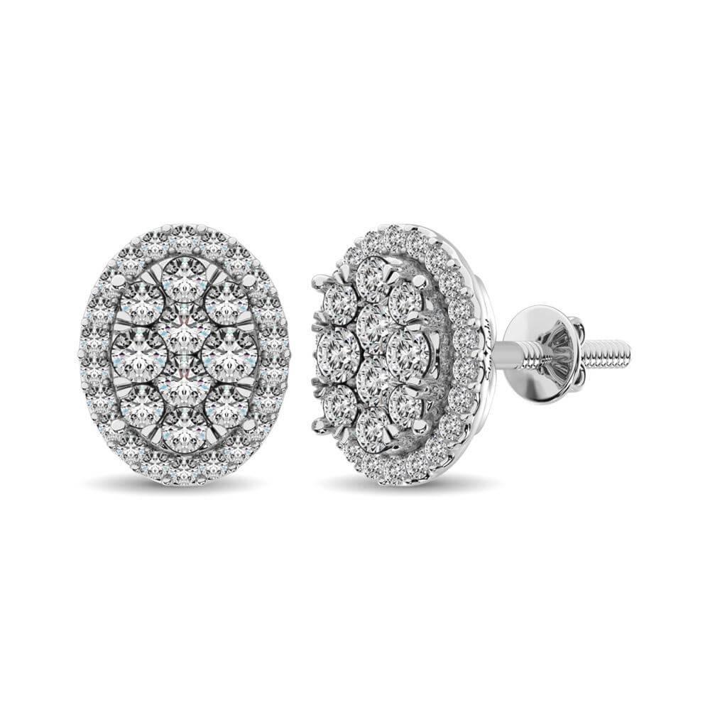 JDTK-62390W-E-6- Oval Shaped 1.2 ct tw Diamond Earrings in 14K Gold - Johnny Dang & Co