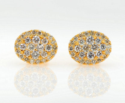 JDTK-CL2042- 14K 0.60CTW DIAMOND OVAL SHAPED CLUSTER EARRING - Johnny Dang & Co