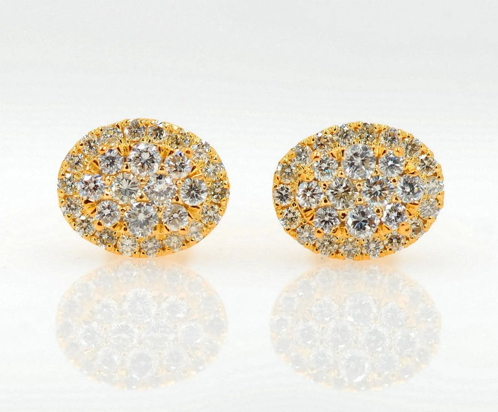 JDTK-CL2042- 14K 0.60CTW DIAMOND OVAL SHAPED CLUSTER EARRING - Johnny Dang & Co