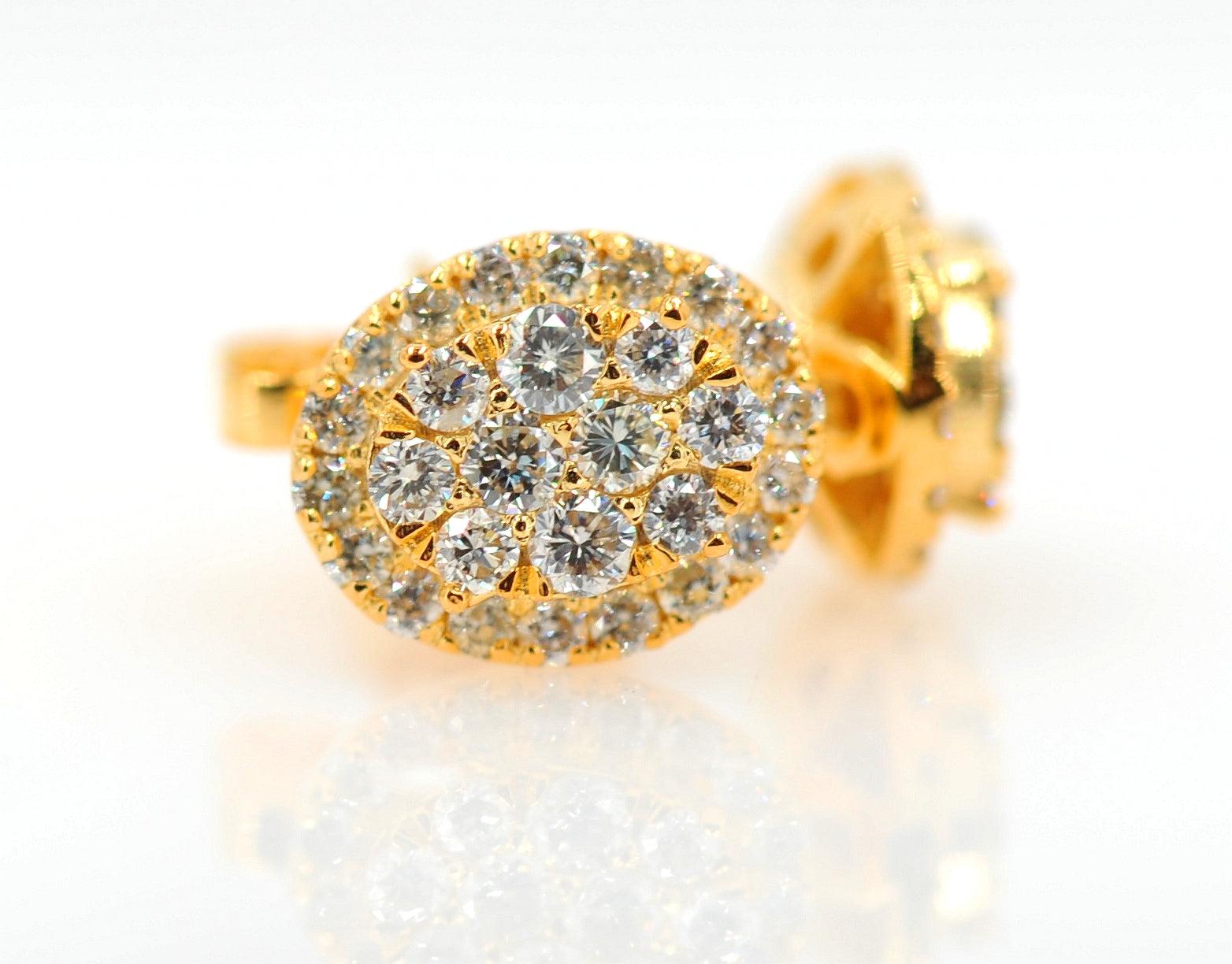 JDTK-CL2042- 14K 0.60CTW DIAMOND OVAL SHAPED CLUSTER EARRING - Johnny Dang & Co