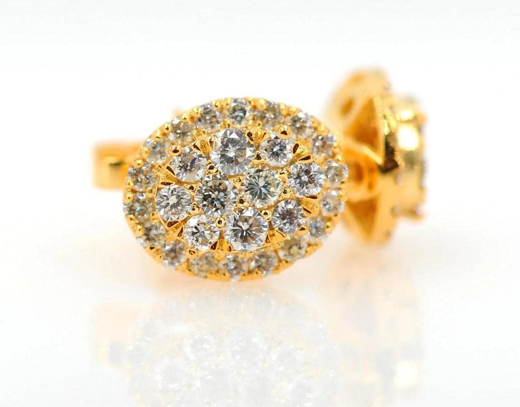 JDTK-CL2042- 14K 0.60CTW DIAMOND OVAL SHAPED CLUSTER EARRING - Johnny Dang & Co