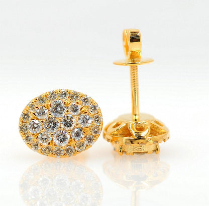 JDTK-CL2042- 14K 0.60CTW DIAMOND OVAL SHAPED CLUSTER EARRING - Johnny Dang & Co