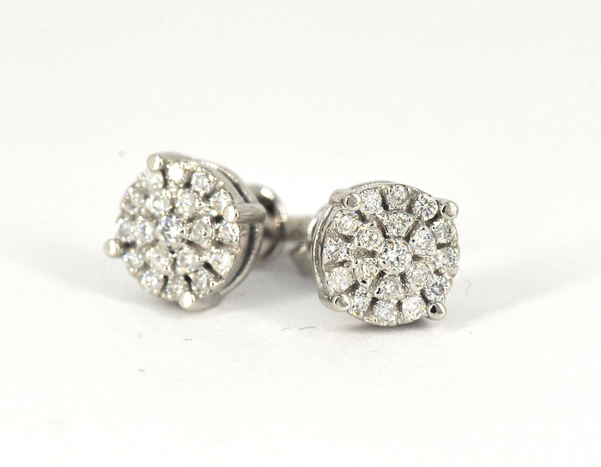 0.50 CTTW Cluster Diamond Custom Earrings - Johnny Dang & Co