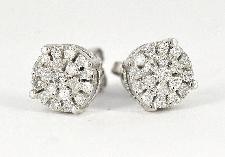 0.50 CTTW Cluster Diamond Custom Earrings - Johnny Dang & Co