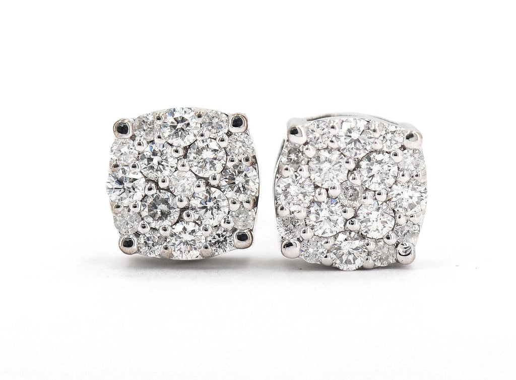0.76CT Gold Diamond Cluster Earrings - Johnny Dang & Co