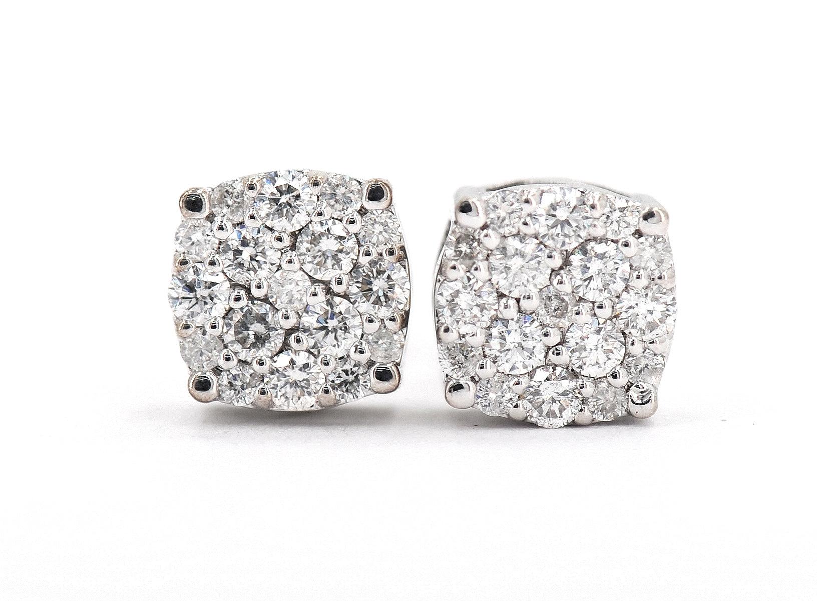 0.76CT Gold Diamond Cluster Earrings - Johnny Dang & Co