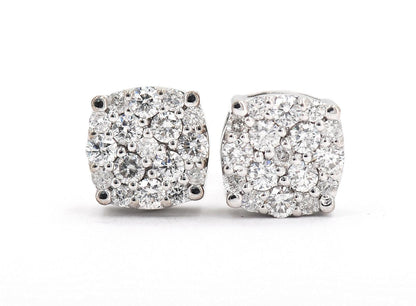0.76CT Gold Diamond Cluster Earrings - Johnny Dang & Co