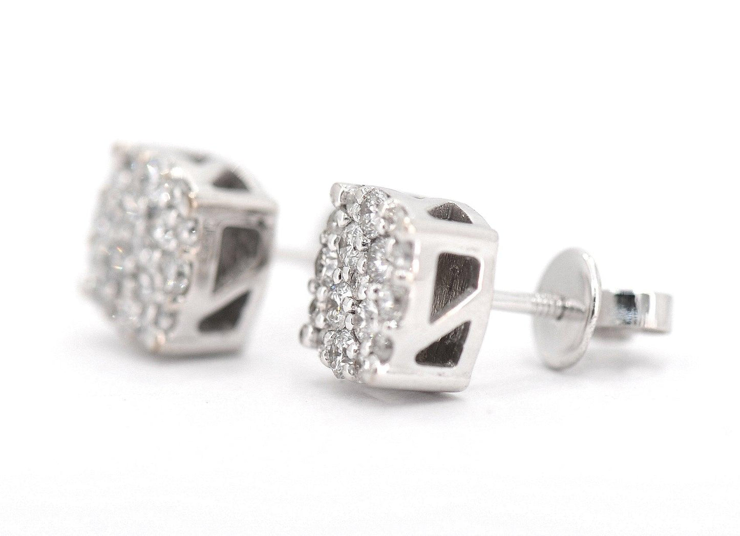 0.76CT Gold Diamond Cluster Earrings - Johnny Dang & Co