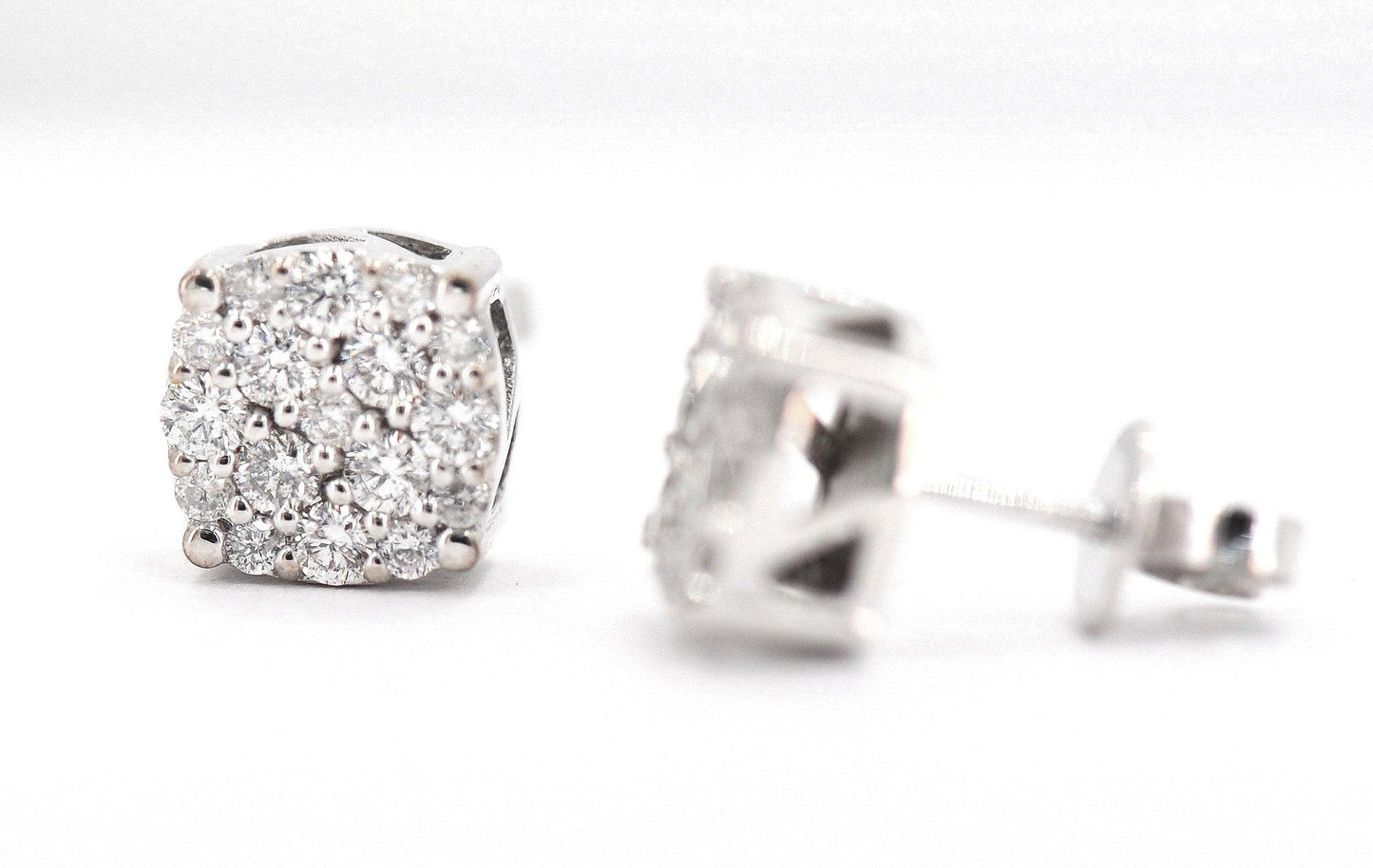 0.76CT Gold Diamond Cluster Earrings - Johnny Dang & Co