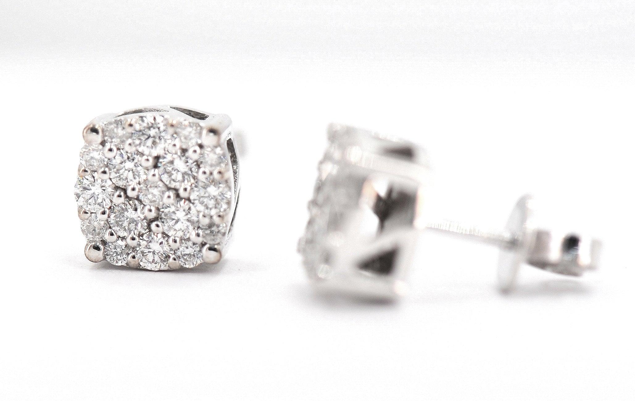 0.76CT Gold Diamond Cluster Earrings - Johnny Dang & Co