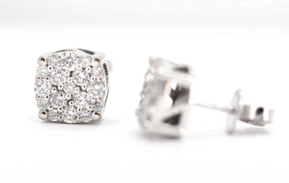 0.76CT Gold Diamond Cluster Earrings - Johnny Dang & Co