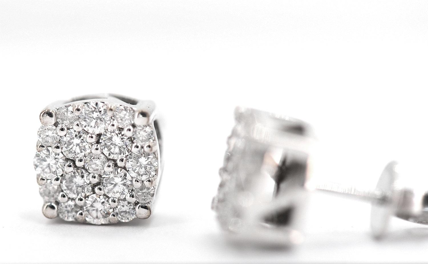 0.76CT Gold Diamond Cluster Earrings - Johnny Dang & Co