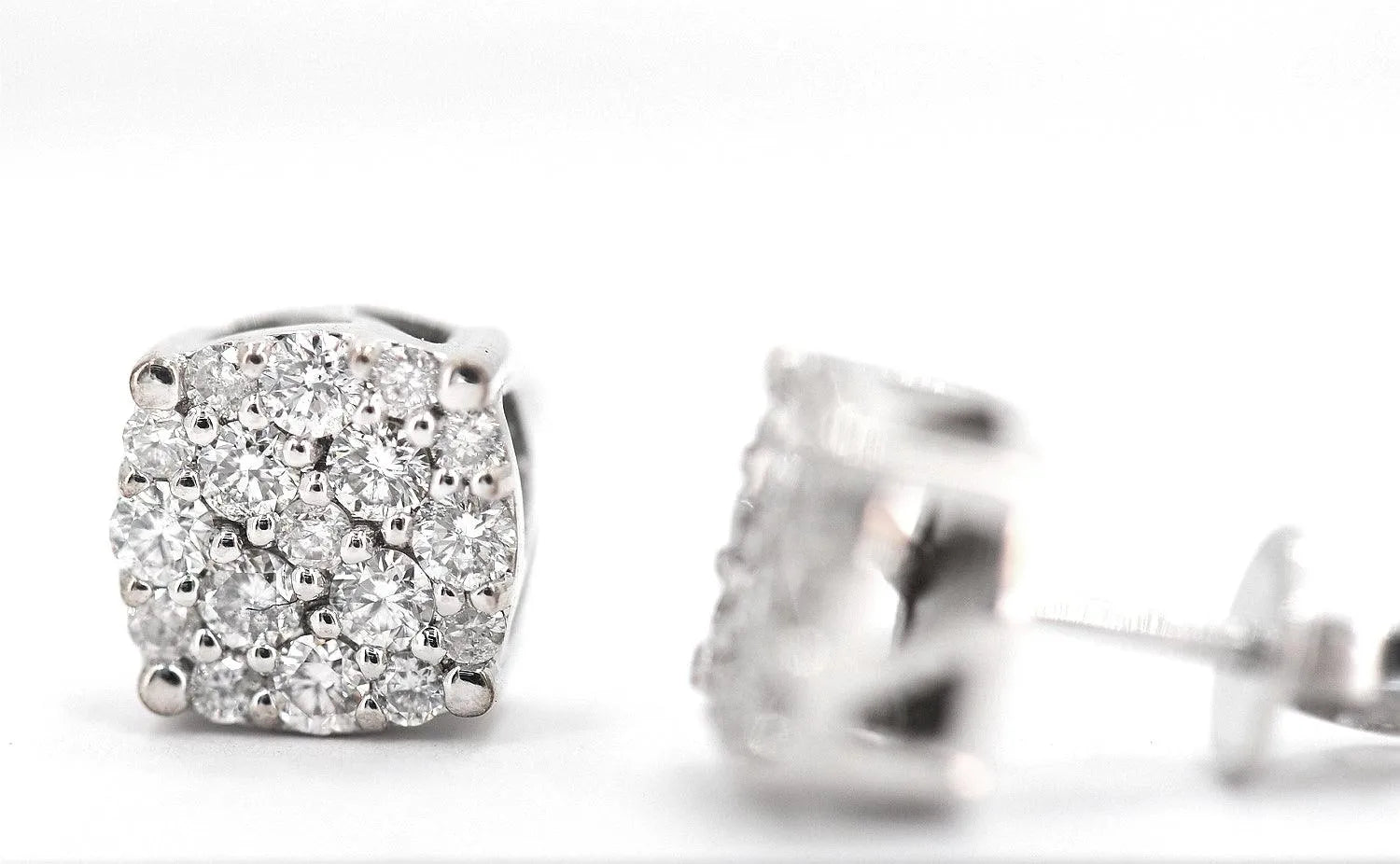 0.76CT Gold Diamond Cluster Earrings - Johnny Dang & Co