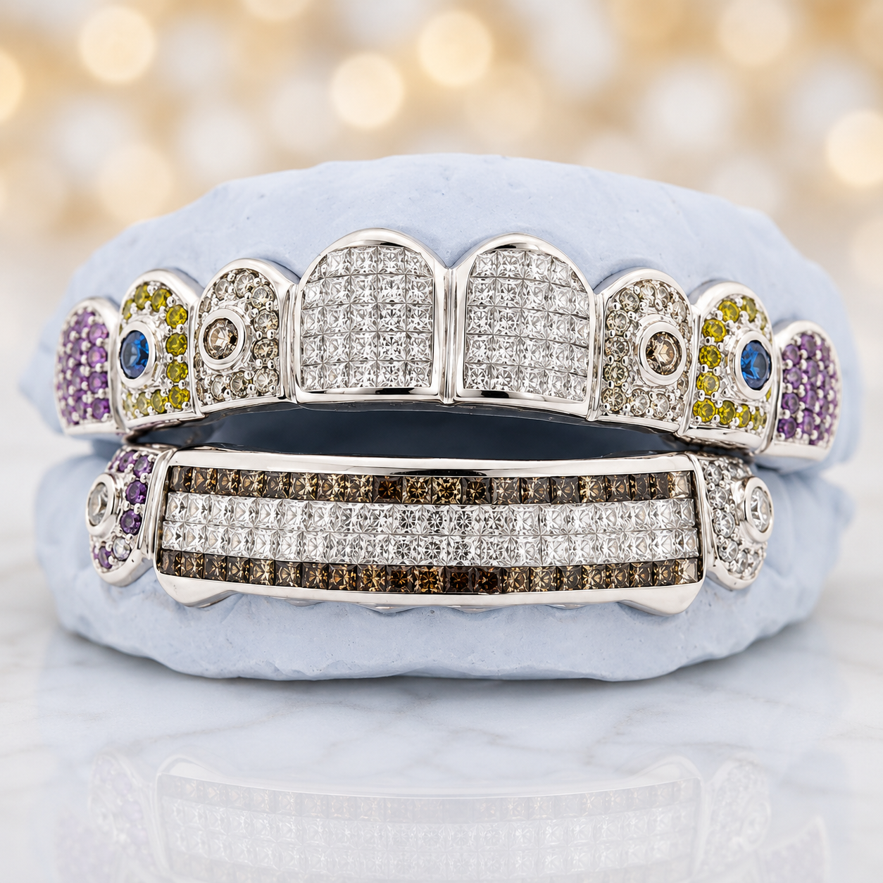 JDTK-G80- Hybrid Invisible & Prong Set Diamond Grill