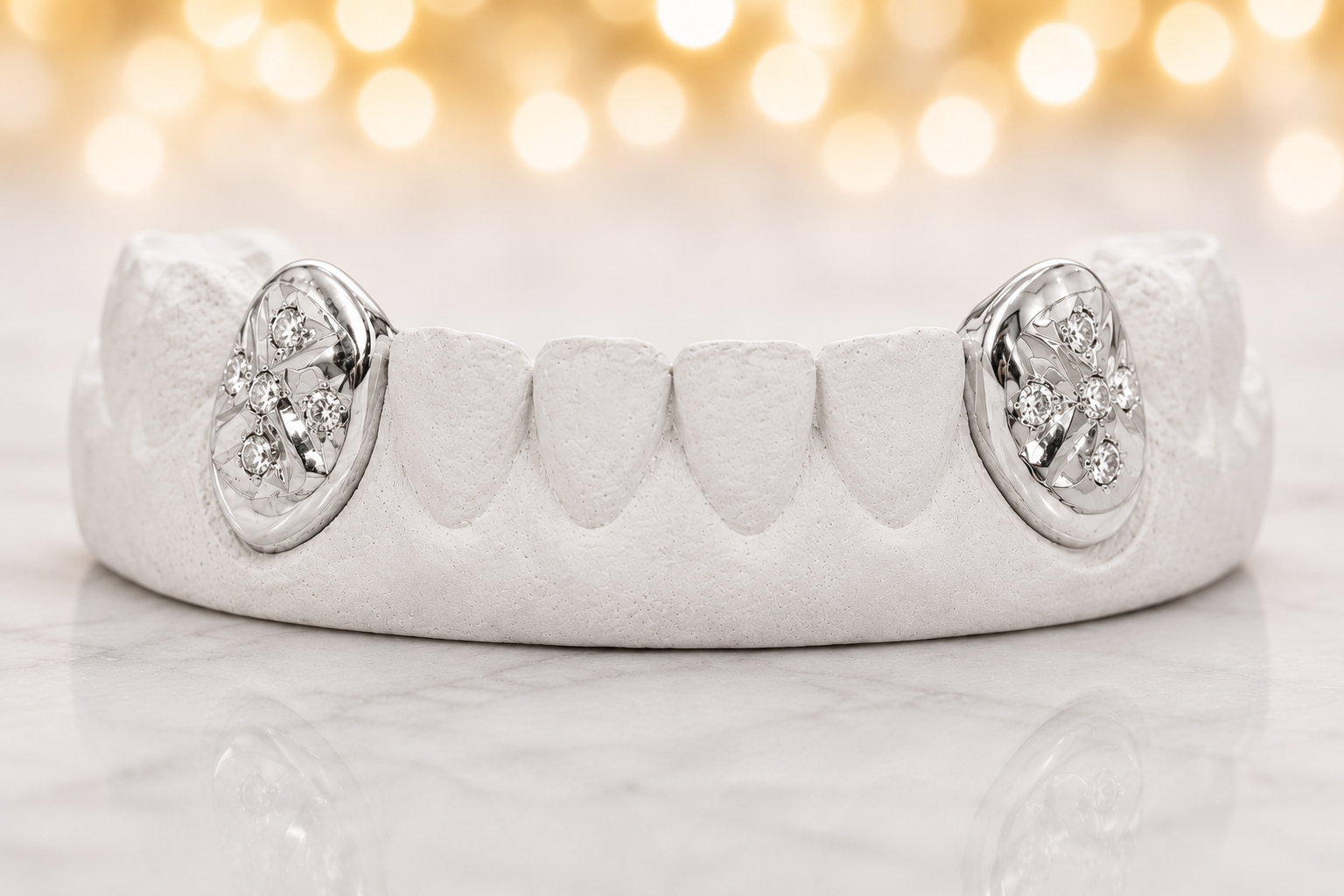 JDTK-S2530060 2 Gold Fang Teeth with Diamonds