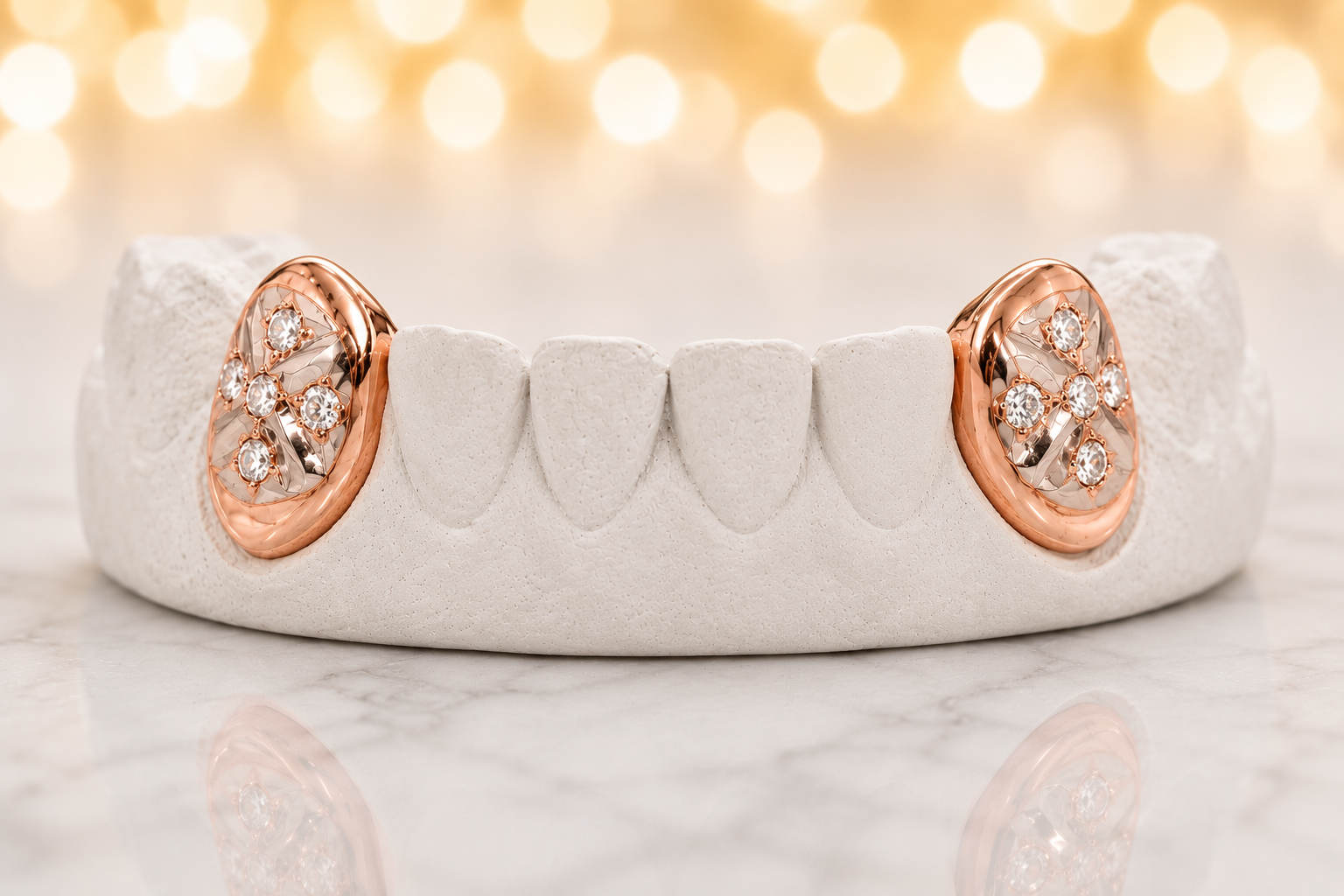 JDTK-S2530060 2 Gold Fang Teeth with Diamonds
