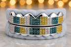 BLUE,WHITE & YELLOW PRINCESS CUT HORIZONTAL INVISIBLE [TVJ S2110]