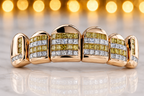 YELLOW & WHITE PRINCESS CUT INVISIBLE SET GRILL [TVJ_S116]
