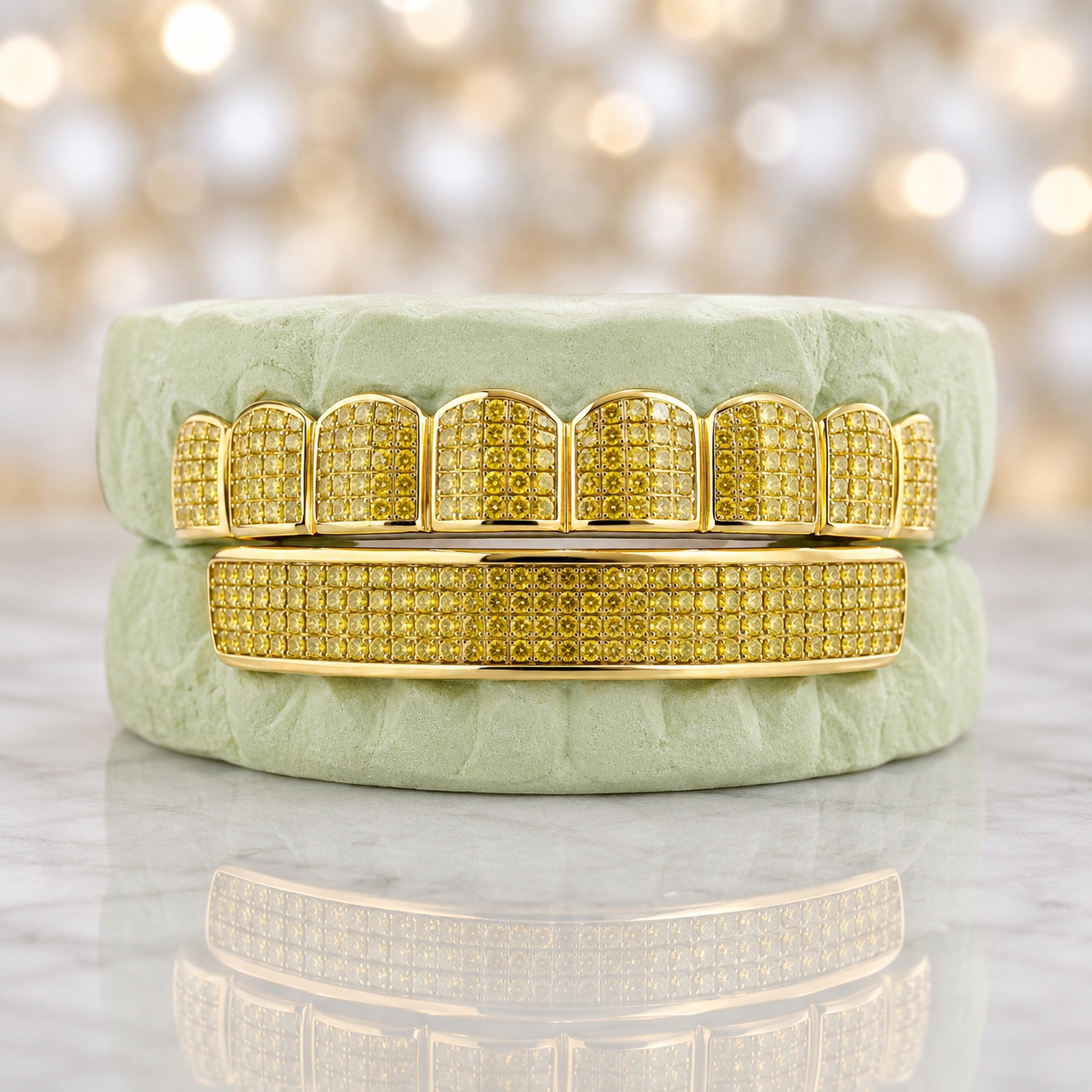 PRINCESS CUT YELLOW DIAMONDS SET IN INVISIBLE SET [TVJ S107]