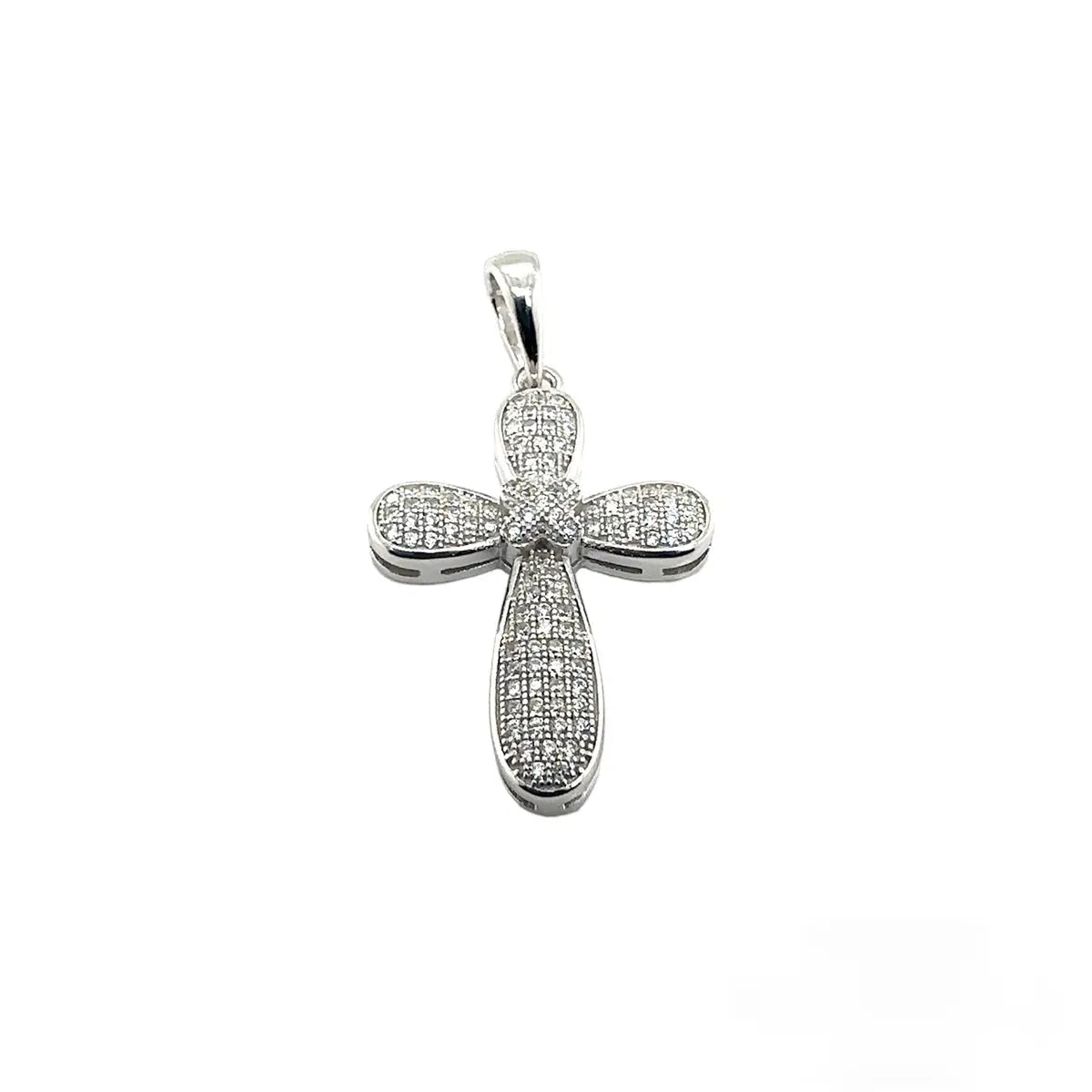 CZ Cross Hip Hop Pendant Rhodium-Plated 925 Sterling Silver