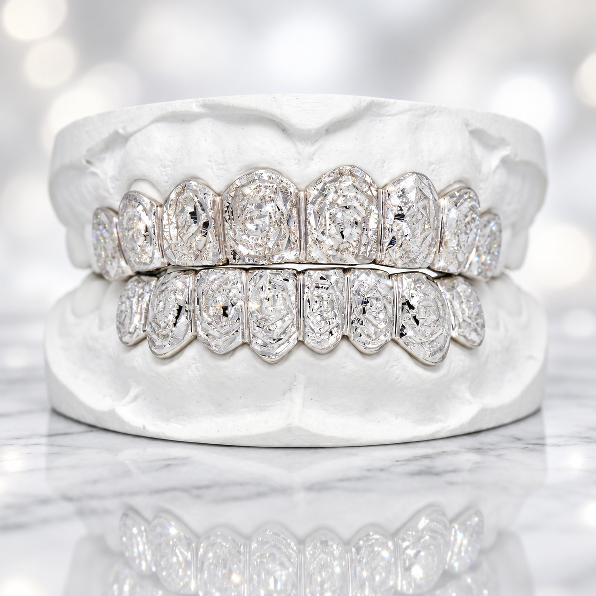 JDWR-3009- 16 Teeth Rose Cuts & Diamond Dust  Grillz