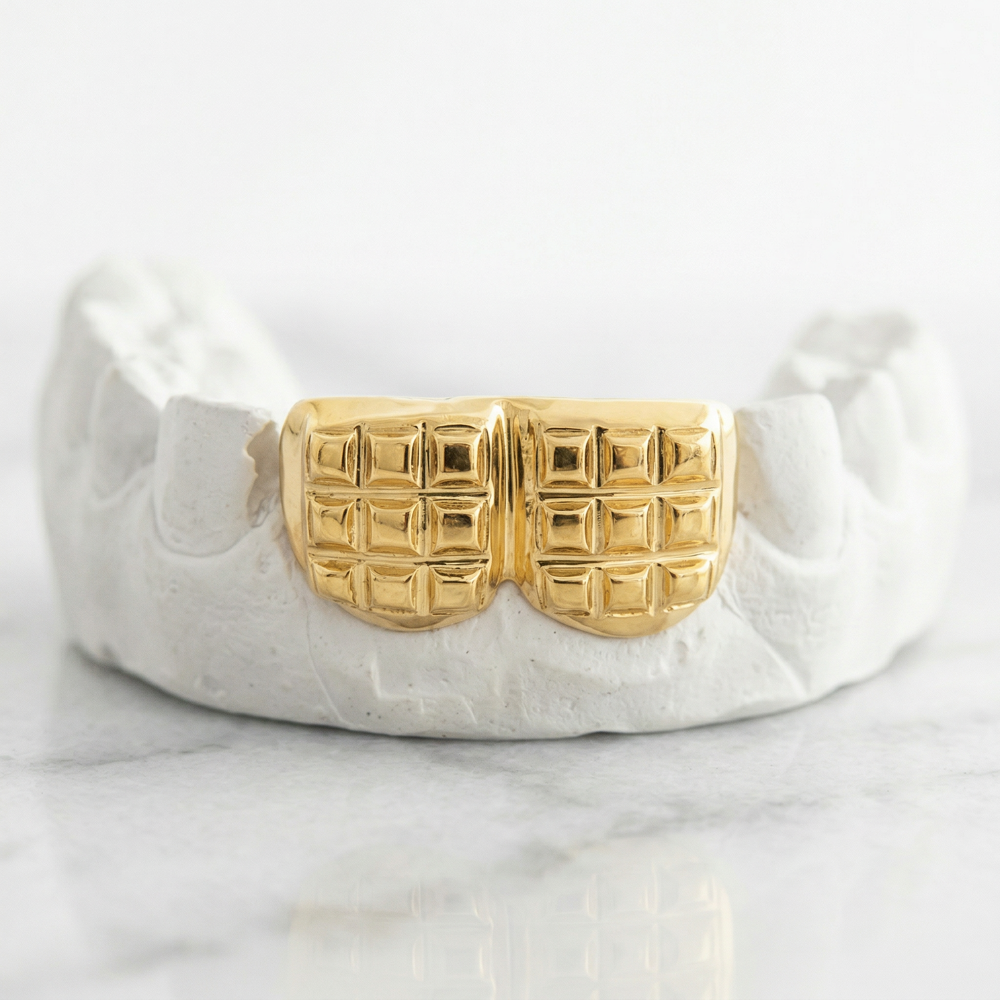 JDG3-WAFFLE HOUSE 2 Gold Teeth with Waffle Cuts